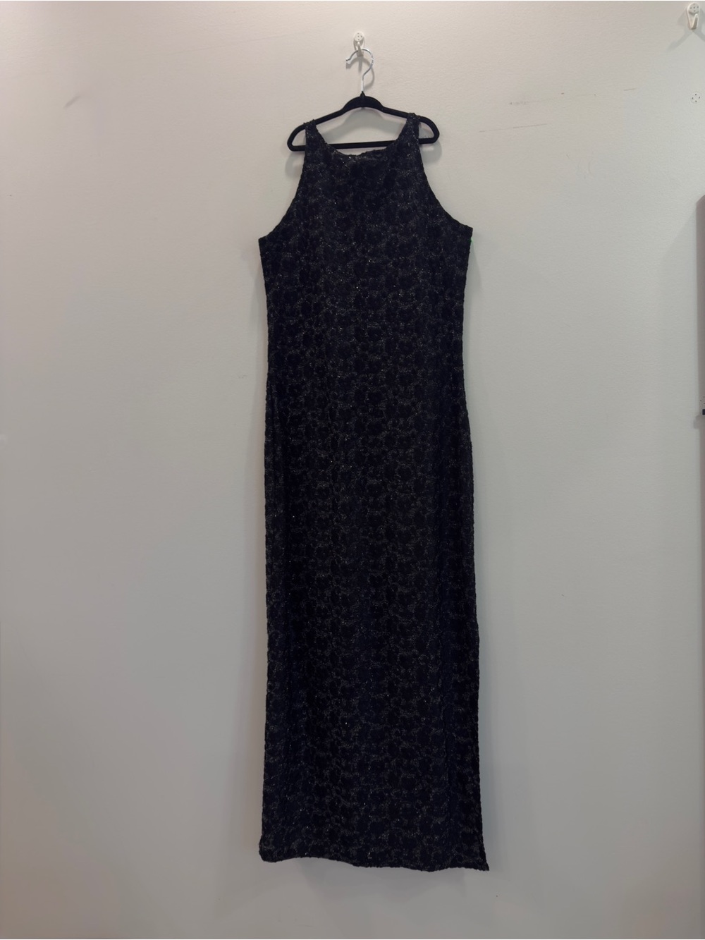 Vintage 90s Garage Clothing Co. Metallic Glitter High-Neck Maxi Dress Size M